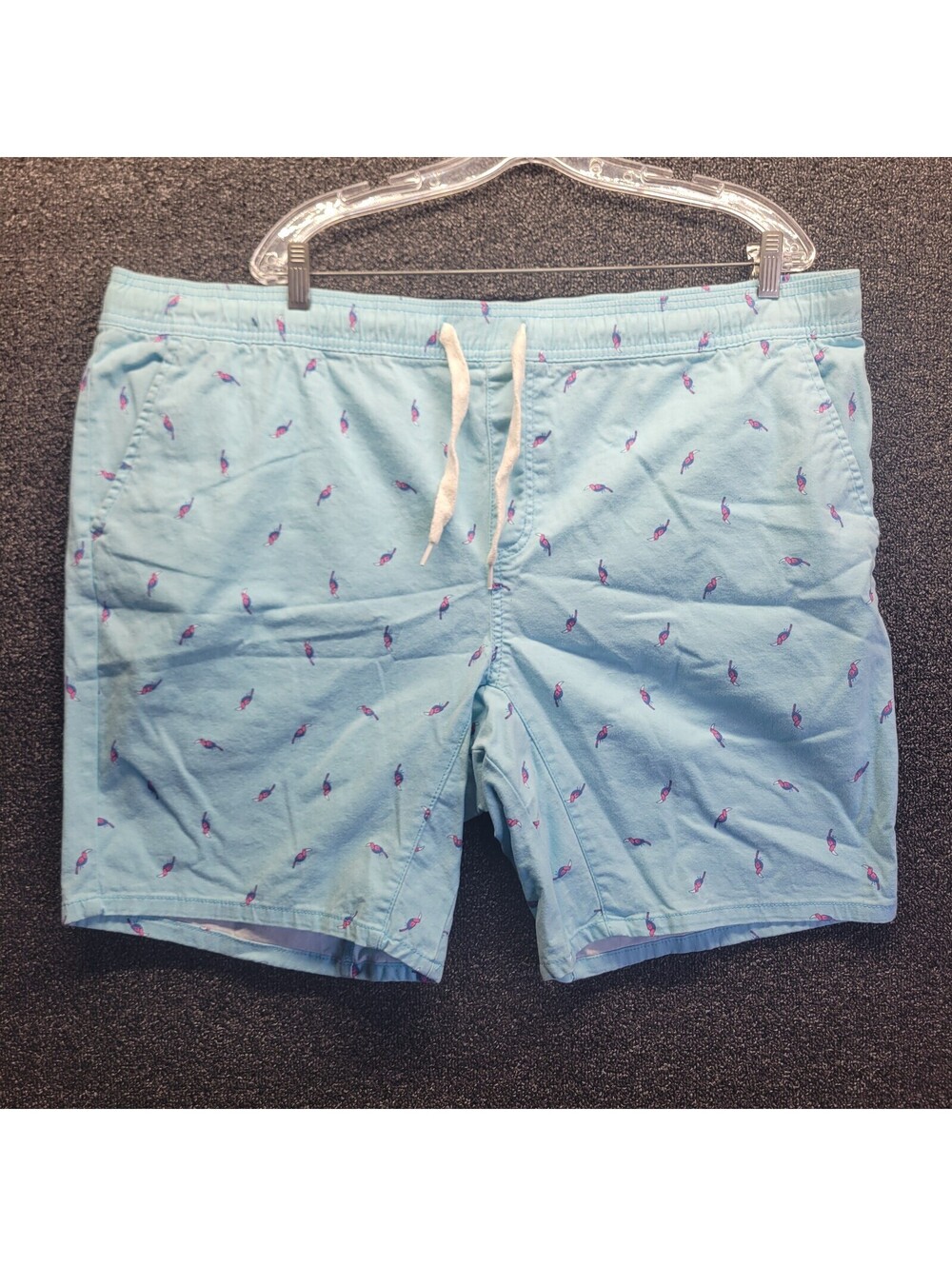 George Men’s Sz 2XL Bermuda Shorts Solid Light Blue w Birds Prints